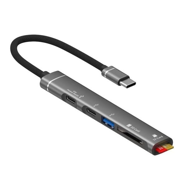 5-Port USB-C Hub 2.0 Aluminum Alloy Splitter Compatible with MacBook