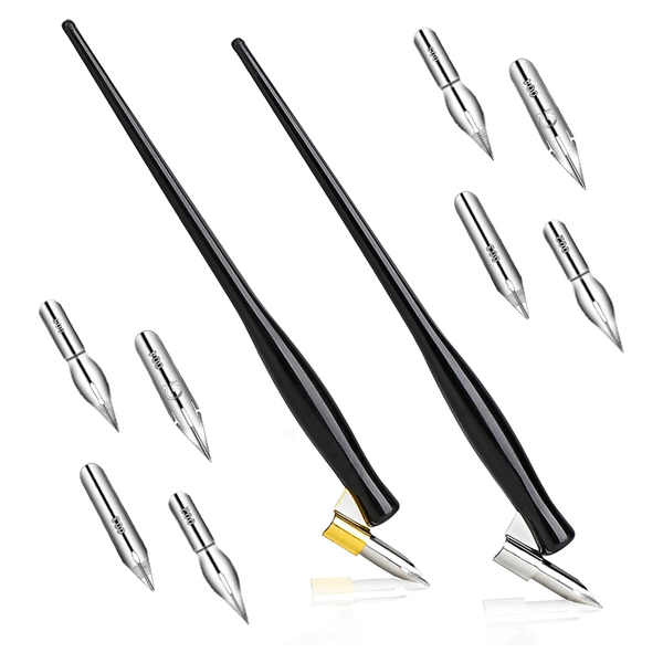 10 Pcs Oblique Calligraphy Dip Pen Set Comic Pen Nib Set