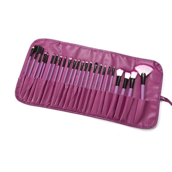 24-Piece Professional Makeup Brush Set with Carrying Case - Gold