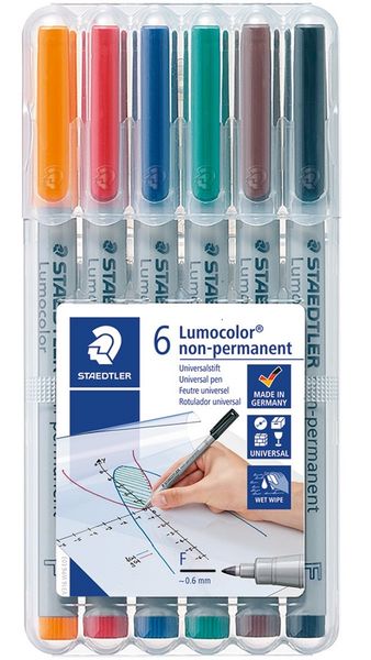 STAEDTLER Universal Lumocolor Pen Non Permanent Fine 6s