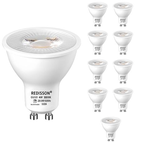 REDISSON 10-Pack GU10 LED Light Bulb 4W 450Lumens 3000K Warm White Image