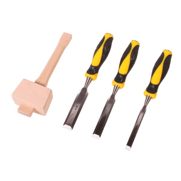 3Pcs Chisel Set With Wooden Mallet