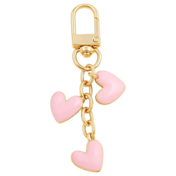 4 Pack- Triple Heart Charm Keychain With Gold-Tone Chain &amp; Clasp