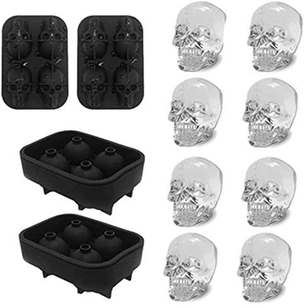 3D Skull Ice Mold Tray - 8 Skulls Value Pack
