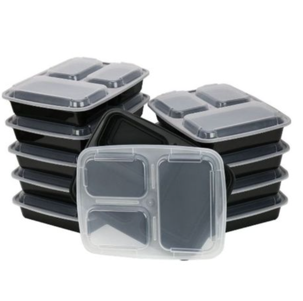 Premium 3-Compartment Meal Prep Container-Set of 50, Microwave,Freezer Safe