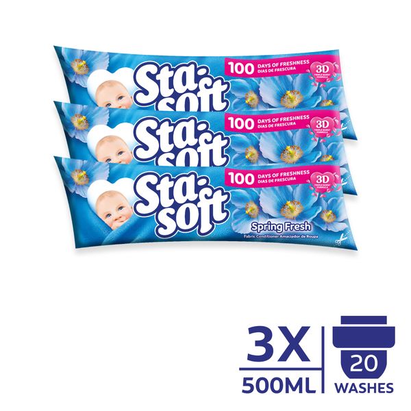 Sta-Soft Spring Fresh Fabric Softener Value Pack - 3x500ml