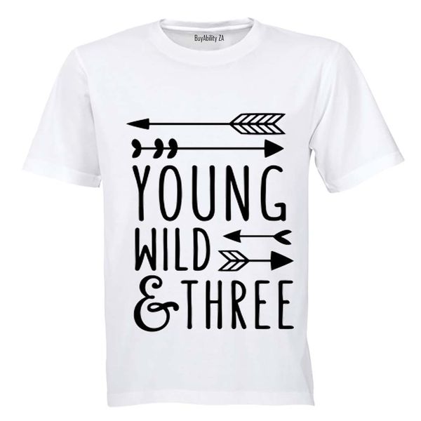 Young, Wild &amp; Three - Arrow - Kids T-Shirt - White