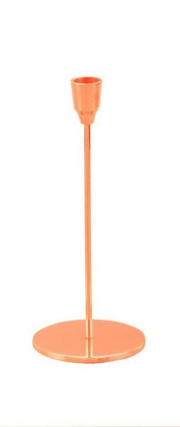 Elegant Dinner Candle Holder With Thin Rod - Rose Gold Finish