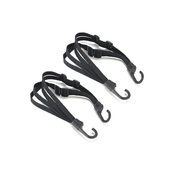 2-Piece Motorcycle Helmet Elastic Mesh Rope Strap - Black for Luggage