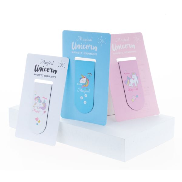 3 Pcs Unicorn Pattern Creative Book Clips, Magnetic Foldable Bookmark