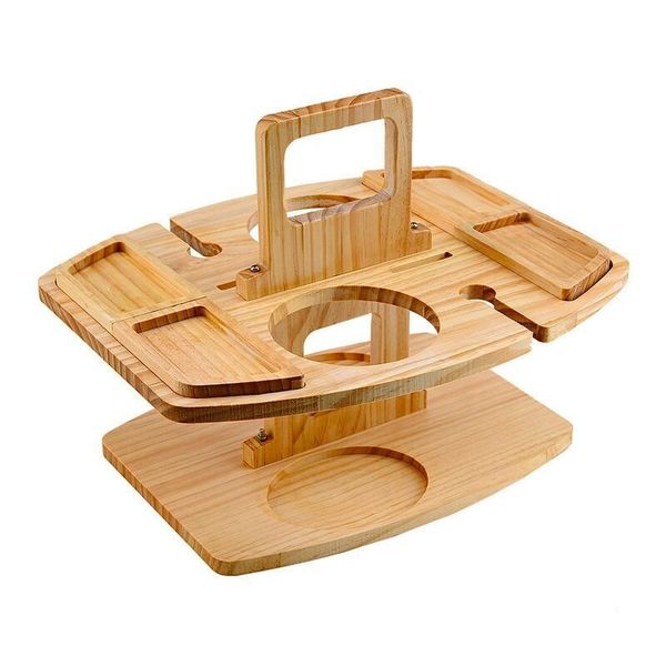 Outdoor Portable Wooden Wine and Platter Picnic Table