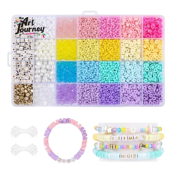 The Art Journey 3-in-1 Macaron Beads Set-Clay, Seed &amp; Crystal Collection