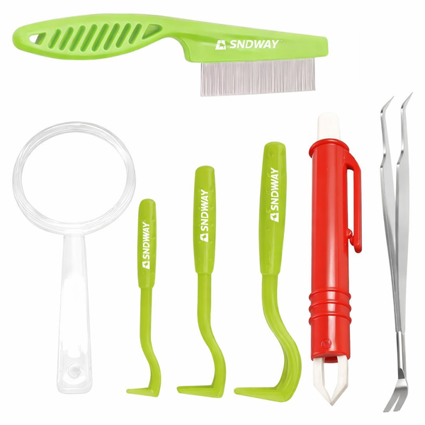 Sndway 7pack Pet Tick Remover Tool Set With Hook Tweezers Comb
