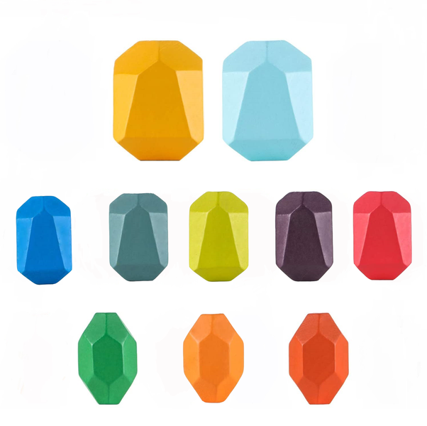 10 Pieces Kids Wooden Colored Stone Building Stacking Game Toy