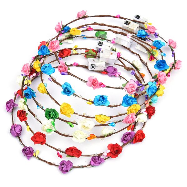 LED Flower Crowns - Headbands for Women - Cosplay Princess Party Favors - 8 Piece Set