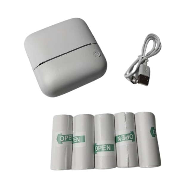 Portable Bluetooth Mini Thermal Printer - White &amp; Gold