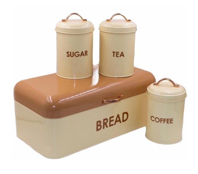 Bread Bin &amp; Canister Set Cream Brown