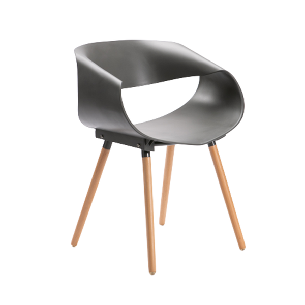 Mira Wooden Leg Armchair - Dark Grey