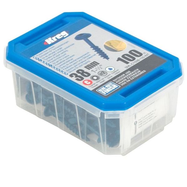 Kreg Blue Kote Pocket Hole Screws 38mm 1.50" #8 Coarse Thread Mx Loc 1