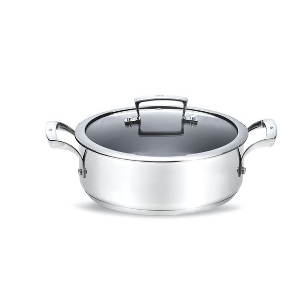 24cm Non Stick Stainless Steel Stewpan with Glass Lid