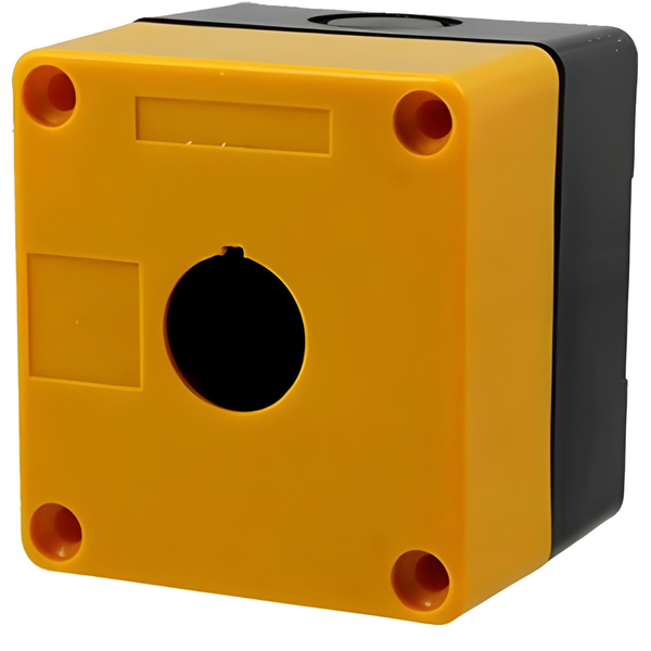 HKD BX1-22 Push Button Enclosure - 1 Hole, 22mm, IP65, Yellow