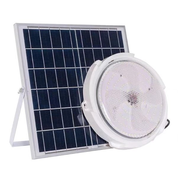 Round Dimmable Solar LED Ceiling Light with Remote for Indoor Outdoor Use