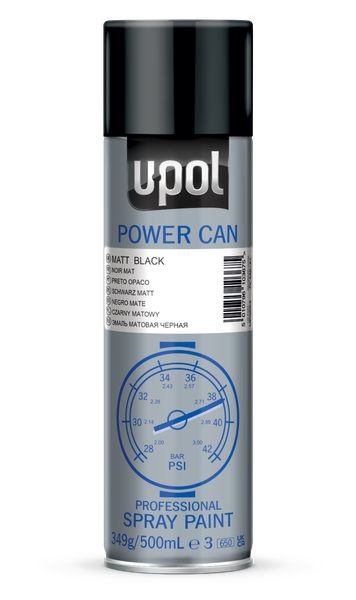 Power Can Professional Spray Paint Aerosol Matt Black (500ml)