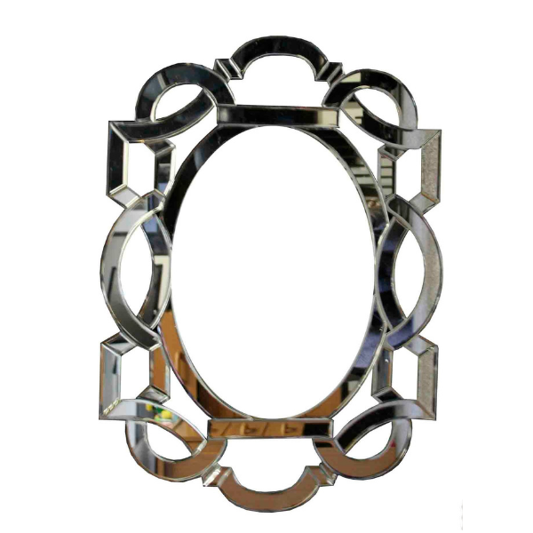 Rectangle Beveled Chain Mirror, 600mm x 440mm, Mirror-on-Mirror Design