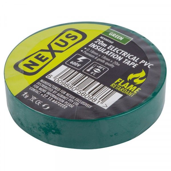 Nexus - Insulation Tape - Green - 20m - Bulk Pack of 10