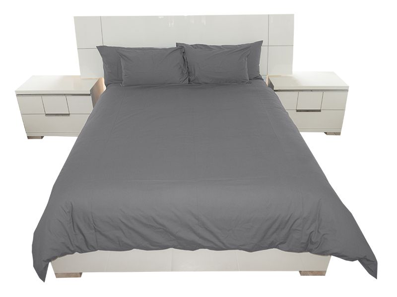 Rey's Fine Linen- Hotel Collection-Oxford Duvet Cover Set-SmokedPearl 6pck