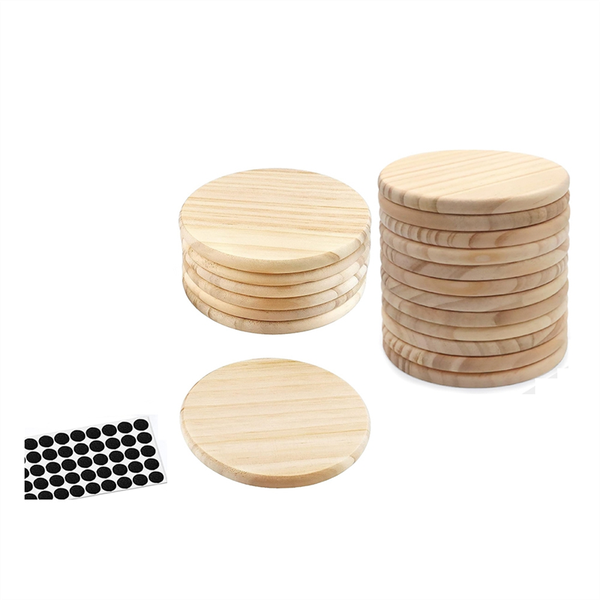 20Pcs Unfinished Wood Coasters, 4 Inch Round Blank Wooden Coasters for Craf