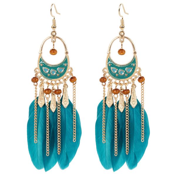 Vintage Seed Bead Feather Earrings image