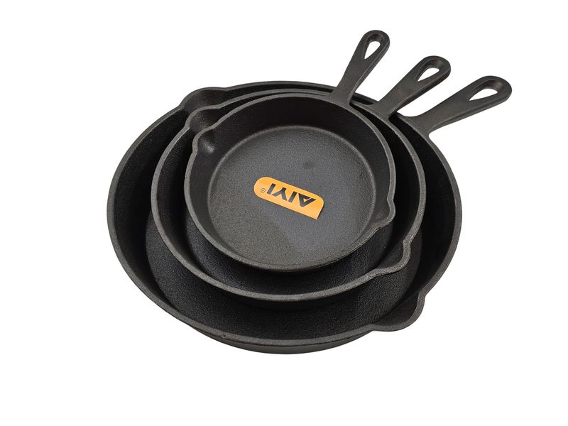 AIYI 3-Piece Cast Iron Frying Pan Set AY377-004