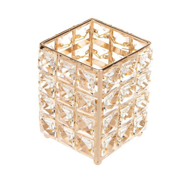 Metal Makeup Brush Holder Organizer Bling Cosmetics Tools Container - Round