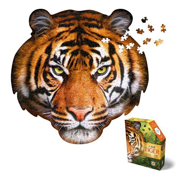 I am Tiger Animal Shaped Jigsaw Puzzle by MADD CAPP - 550 Pieces