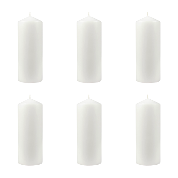 Pack of 6 Unscented Column Wax Candles