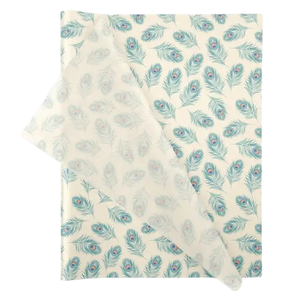 Wrapping Tissue Paper - 25 Sheets Eco-friendly/Recyclable- Peacock Feathers