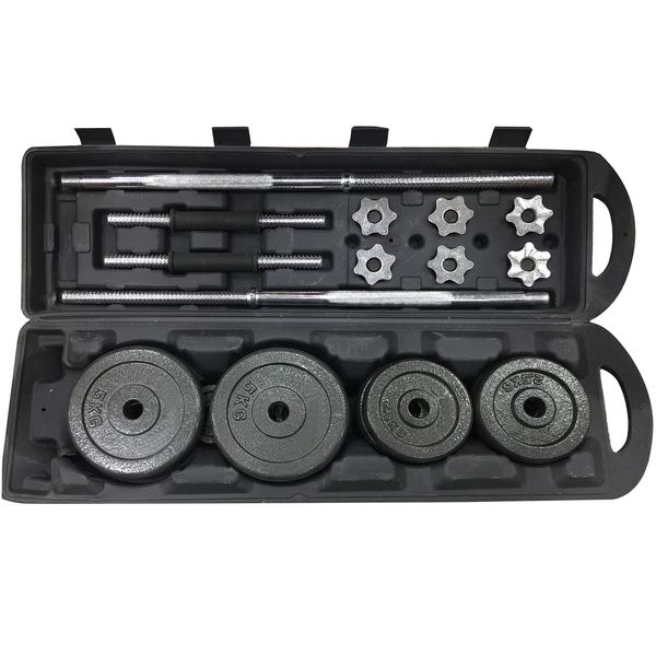 Adjustable Cast Iron Barbell and Dumbbell Set Weight Lifting - 50KG