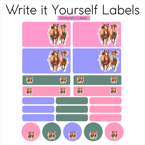 Wild Horses DIy School Stationery Labels