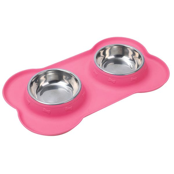 Stainless Steel Dog Bowls Set With Non Slip Silicone Mat