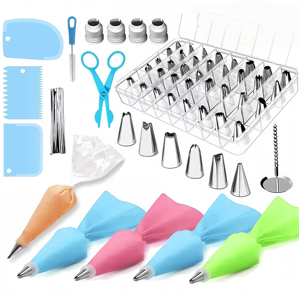72pcs Piping Bags and Tips with 8 Measuring Spoons Cupcake Decoration Set