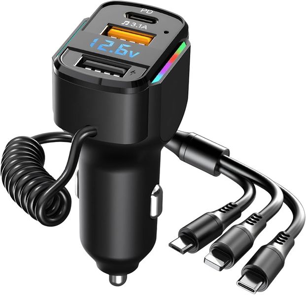 USB C Car Charger, 3-Port Fast Car Charger PD3.0 &amp; QC3.0