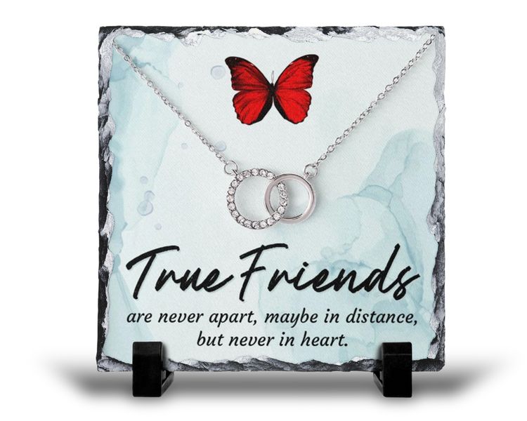 True Friends Are Never Apart Birthday Christmas For Her v2 Gift Rock Slate