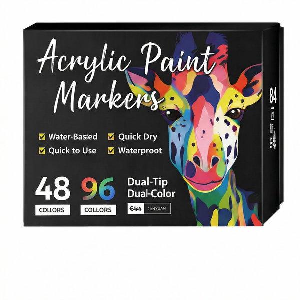 Dual-Tip Acrylic Marker Pen Set for Artists &amp; Kids - 48/60/84 Colours