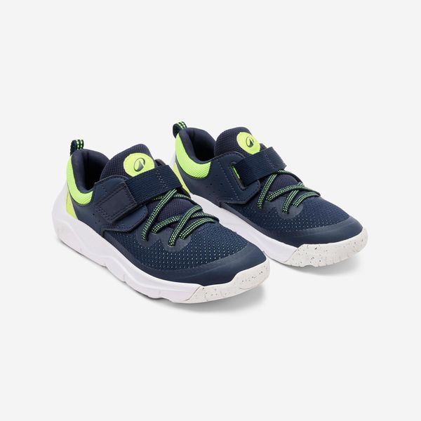 Decathlon Kids' Lightweight Rip-Tab &amp; Elasticated Laces Shoes Playful Fast - Navy &amp; Yellow