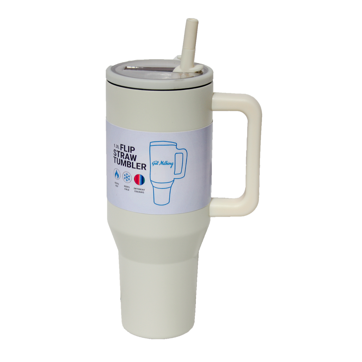 1.2L Flip Straw Tumbler with Handle Stainless Steel