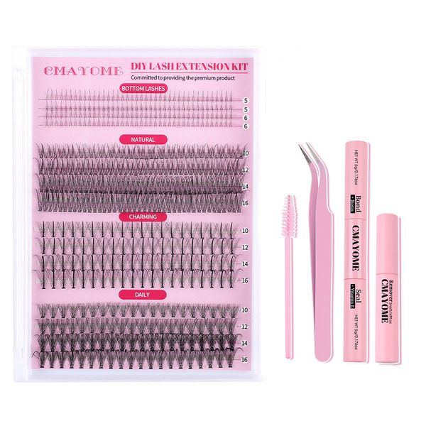 Lash Extension Kit DIY 240pcs Natural Lash Clusters 60D 10-16mm Mixed
