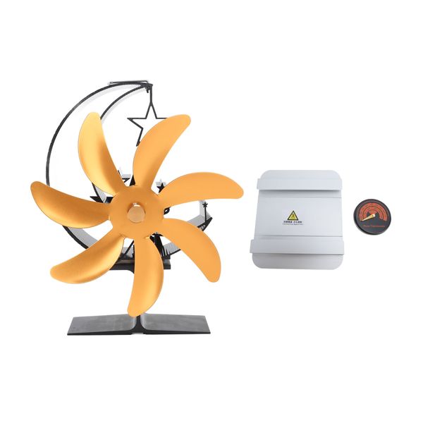 Seven Blade Gold Outdoor Fan Eco Thermometer Boa image