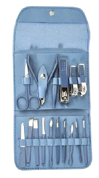 16 Piece Facial/Mani/Pedi Tool Set Stainless Steel Clippers with Carry Case