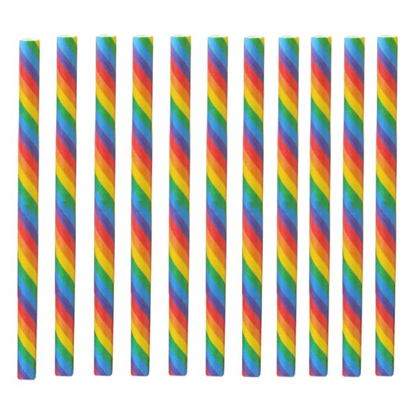 Party Decor Rainbow Pride Paper Straw Set of 100 (19.7 cm)
